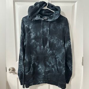 RSQ for Tillys Mens black gray tie dye hooded sweatshirt | unisex hoodie